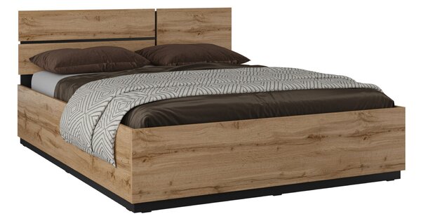 Pat Alfere 123Dublu, Maro deschis, 160x200, PAL laminat, Somiera patSomiera pat, 16x20x9cm