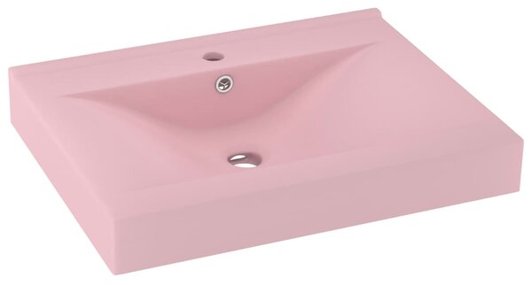 Chiuvetă baie lux orificiu robinet roz mat 60x46 cm ceramică