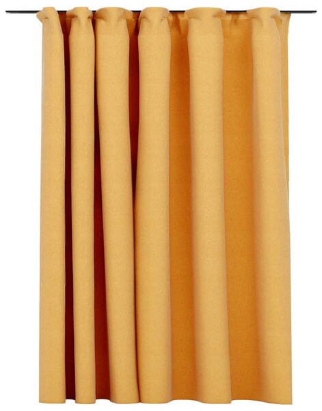 Draperie opacă, aspect de in, galben, 290 x 245 cm, cu cârlige