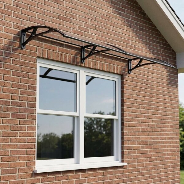 Copertină PRO 200x80 cm din aluminiu și plexiglas – Negru/Transparent
