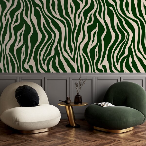 Tapet Vector imprimare de piele de zebră în culori verde și alb, Fototapet Abstract, u99173v2 : Uwalls.ro
