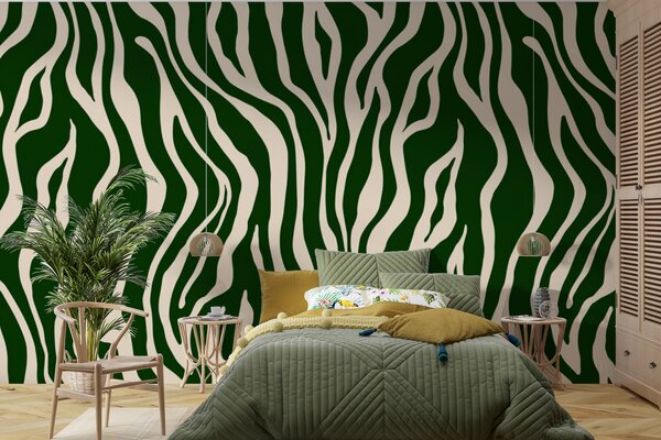 Tapet Vector imprimare de piele de zebră în culori verde și alb, Fototapet Abstract, u99173v2 : Uwalls.ro