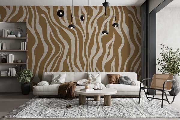Tapet Vector imprimare de piele de zebră în culori maro și alb, Fototapet Abstract, u99173 : Uwalls.ro