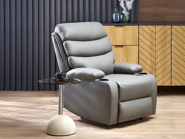 Fotoliu recliner Houston 1911, Gri, Piele ecologică, 80x80x100cm, 32 kg