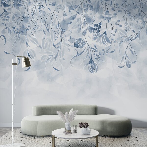 Tapet Flori delicate în albastru, Fototapet Flori, w00072v1 : Uwalls.ro