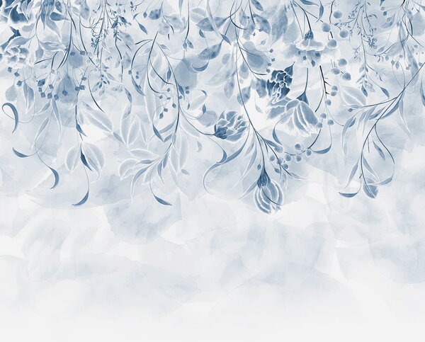 Fototapet Un design floral albastru și alb, Fototapet flori, Fototapet populare, w00072v1 - Tapeko.ro