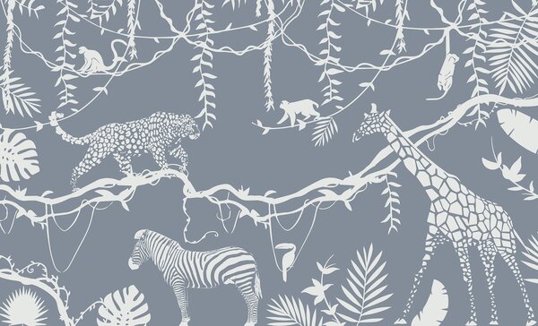 Fototapet Fauna sălbatică printre lianele junglei, Fototapet animale, Fototapet populare, w00087v2 - Tapeko.ro