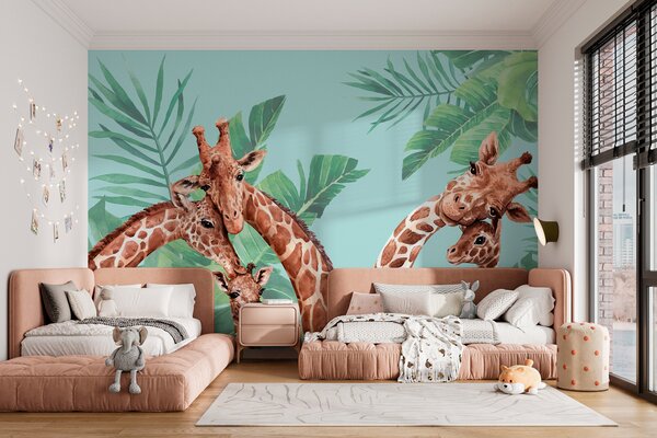 Fototapet Un grup de girafe cu capetele împreunate, Fototapet designer, Fototapet populare, w00140v2 - Tapeko.ro