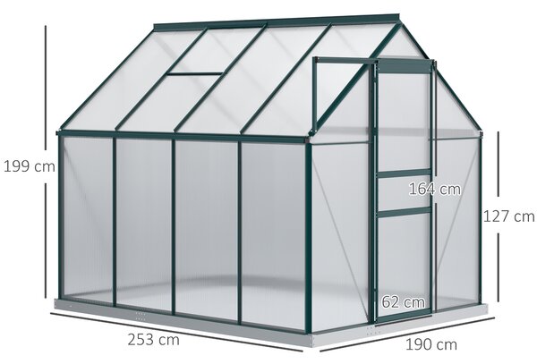 Outsunny Sera pentru plante din aluminiu kit sera de gradina walk-in din policarbonat cu ventilatie, Verde | Aosom Romania
