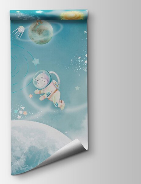 Fototapet O scenă spațială de desene animate cu planete și stele, Fototapet spațiu cosmic, Fototapet populare, w00343 - Tapeko.ro