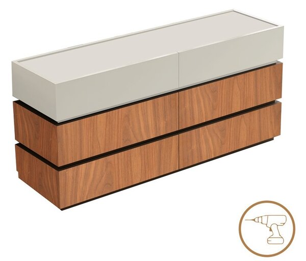 Comoda Sonlen cu sertare din MDF nuanta nuc-bej 120x40x72 cm