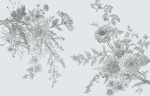 Fototapet Ilustrație florală elegantă cu tonuri stinse, Fototapet flori, Fototapet populare, w00381v3 - Tapeko.ro
