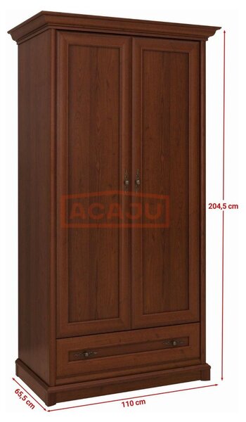 Dulap KENT, castan, PAL, cu 2 usi si un sertar, 110x66x205 cm