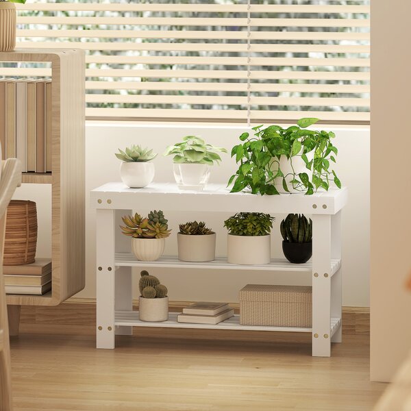 HOMCOM Pantofar tip Băncuță pentru Hol cu 3 Niveluri, 70x28x45 cm, Lemn natural | Aosom Romania