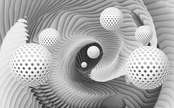 Fototapet Un vârtej alb-negru, Fototapet 3D, Fototapet populare, u25846 - Tapeko.ro