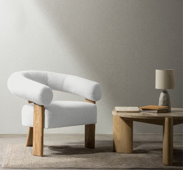 Fotoliu design alb KOKEI, stejar Now or never 01