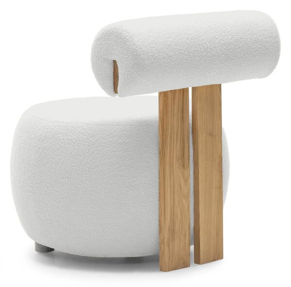 Fotoliu design alb HANNA, stejar Now or never 01