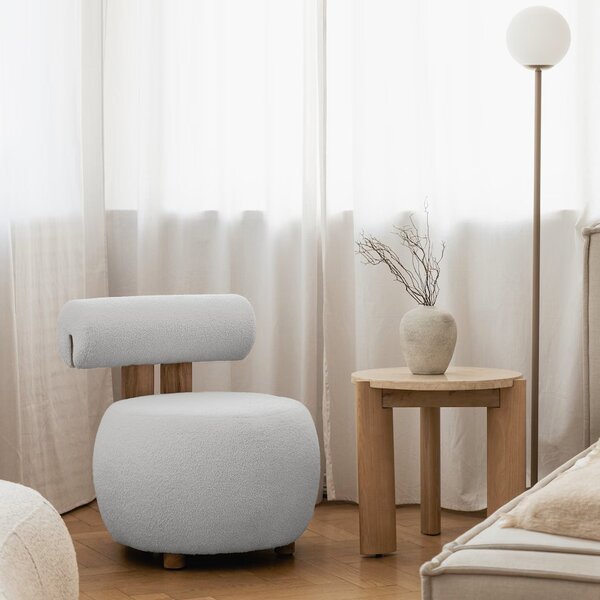 Fotoliu design alb HANNA, stejar Now or never 01