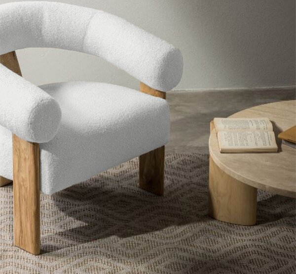 Fotoliu design alb KOKEI, stejar Now or never 01