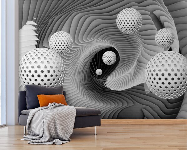 Fototapet Un vârtej alb-negru, Fototapet 3D, Fototapet populare, u25846 - Tapeko.ro