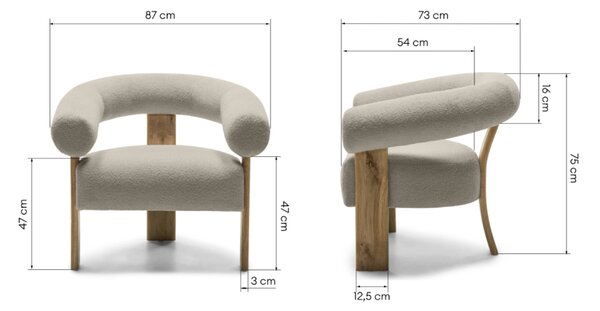 Fotoliu design alb KOKEI, stejar Now or never 01