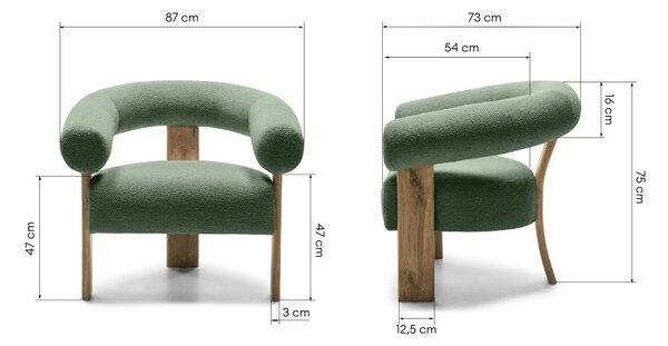 Fotoliu design verde închis KOKEI, stejar Now or never 37