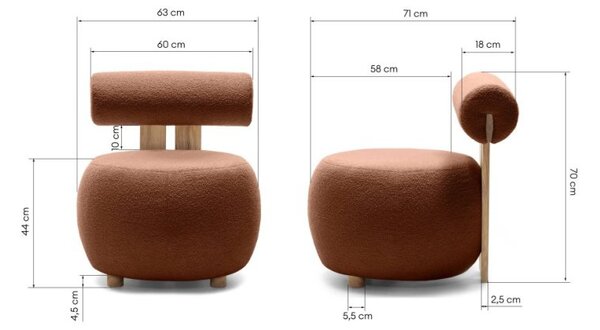 Fotoliu design maro HANNA, stejar Now or never 54