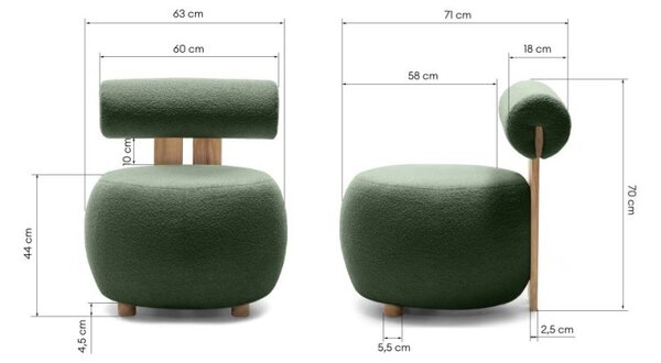 Fotoliu design verde închis HANNA, stejar Now or never 37