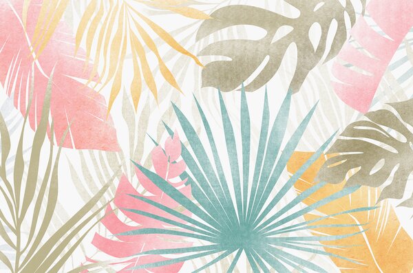 Fototapet Design colorat cu model de frunze tropicale, Populare fototapet, Populare fototapet, w00675 - Muralas.ro