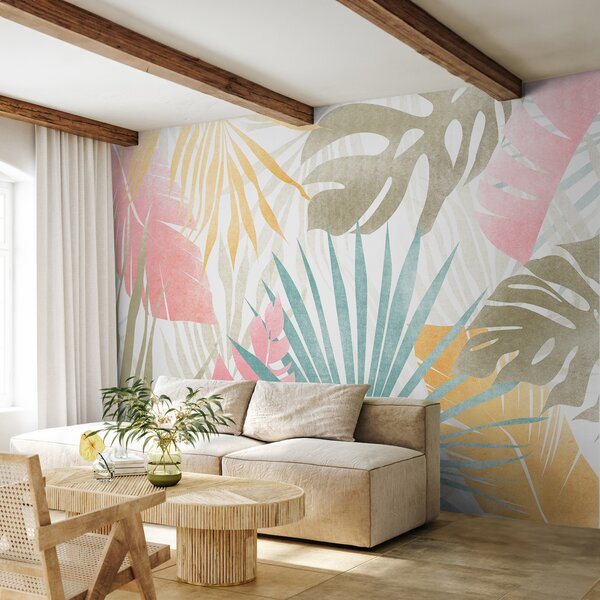 Fototapet Design colorat cu model de frunze tropicale, Populare fototapet, Populare fototapet, w00675 - Muralas.ro