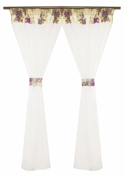 Perdea Velaria in ivoire cu flori, 230x165 cm