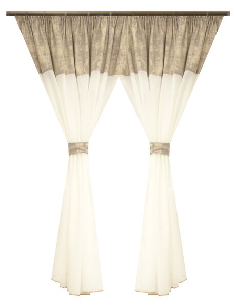Perdea Velaria ploita ivoire si asos bej, 230x150 cm