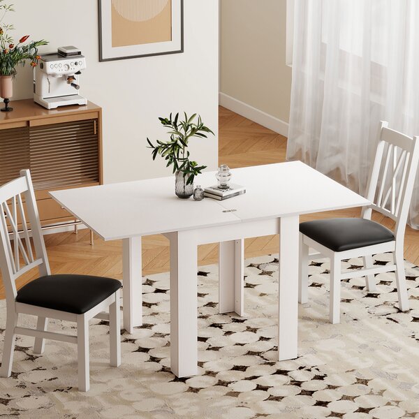 HOMCOM Masă de Dining Extensibilă pentru 4-6 Persoane din PAL și Oțel, 140 x 80 x 77,5 cm, Alb cu Efect de Lemn | Aosom Romania
