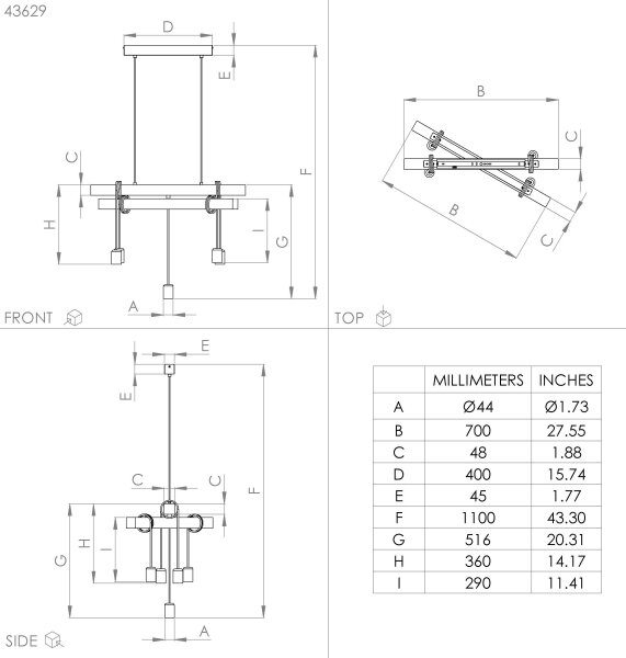 Lustră pe cablu TOWNSHEND 5xE27/60W/230V Eglo 43629