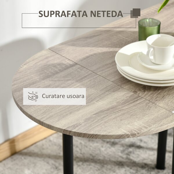 Set de sufragerie HOMCOM din 3 piese cu 2 scaune si 1 masa ovala, pentru spatii limitate, culoare lemn | Aosom RO