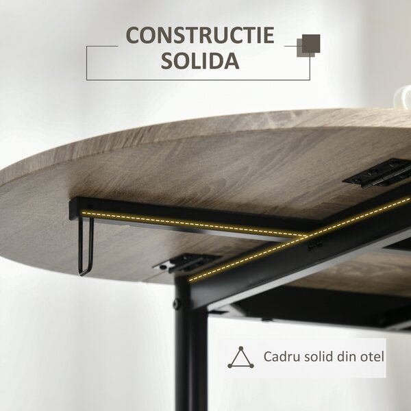 Set de sufragerie HOMCOM din 3 piese cu 2 scaune si 1 masa ovala, pentru spatii limitate, culoare lemn | Aosom RO