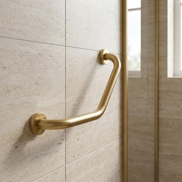 Bară de sprijin unghiulară pentru baie BRUSH GOLD