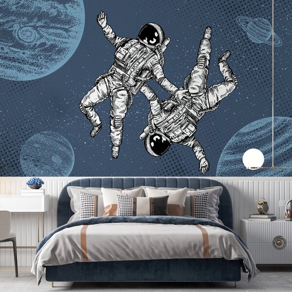 Fototapet Doi astronauți plutind în spațiu, Fototapet spațiu cosmic, Fototapet populare, w00630v1 - Tapeko.ro