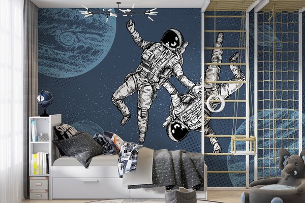 Fototapet Doi astronauți plutind în spațiu, Fototapet spațiu cosmic, Fototapet populare, w00630v1 - Tapeko.ro