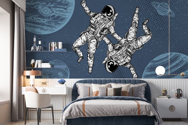 Fototapet Doi astronauți plutind în spațiu, Fototapet spațiu cosmic, Fototapet populare, w00630v1 - Tapeko.ro