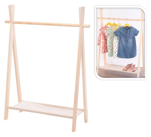 Storage solutions Suport de haine pentru copii, cu 1 nivel, lemn pin NB1990070