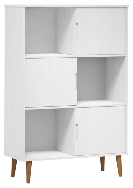 Bibliotecă „MOLDE”, alb, 90x35x133,5 cm, lemn masiv de pin