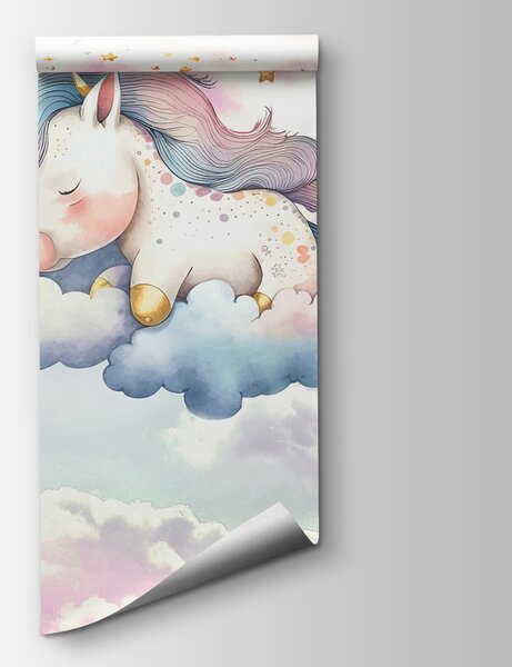Fototapet Un unicorn care doarme pe nori, Fototapet unicorni, Fototapet populare, w00799 - Tapeko.ro