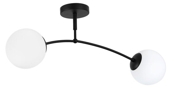 Plafoniera Sefora PL2 B Klausen Urban 2xE27 Negru 70x15x27 cm, Lustra Moderna Metal si Sticla Opal pentru Living, Design Elegant, Iluminat Interior