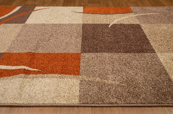 Traversa Hol festonata, Model Orlando 62001, Maro Portocaliu, Latime 120 cm 120 x 100