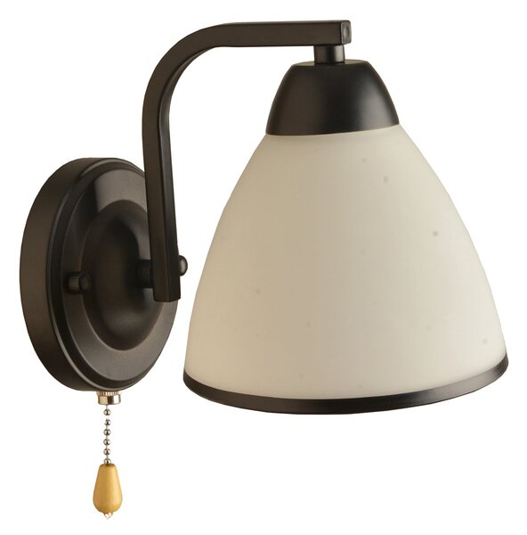 Aplica perete Klausen Proton AP1, metal negru sticla alb mat, 1xE27 15W, 16x13.5x20 cm, corp iluminat interior clasic, design modern elegant