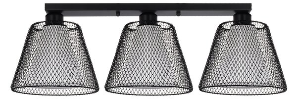 Plafonieră Modernă Klausen Novos PL3 Negru 66x21cm, Lustră Textilă 3xE27 pentru Living, Iluminat Interior Elegant, Design Calitativ, Design Rafinat