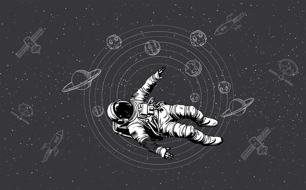 Fototapet Un astronaut plutind în spațiu, Fototapet spațiu cosmic, Fototapet populare, w00712v5 - Tapeko.ro