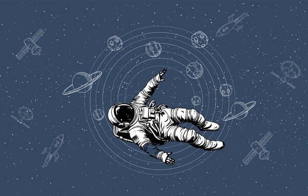 Fototapet Un astronaut plutind în spațiu, Fototapet spațiu cosmic, Fototapet populare, w00712 - Tapeko.ro