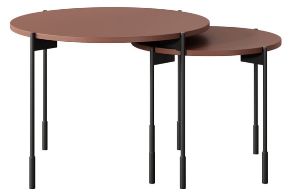 Măsuță de cafea rotundă Sonatia 45 cm cu picioare metalice - burgundy